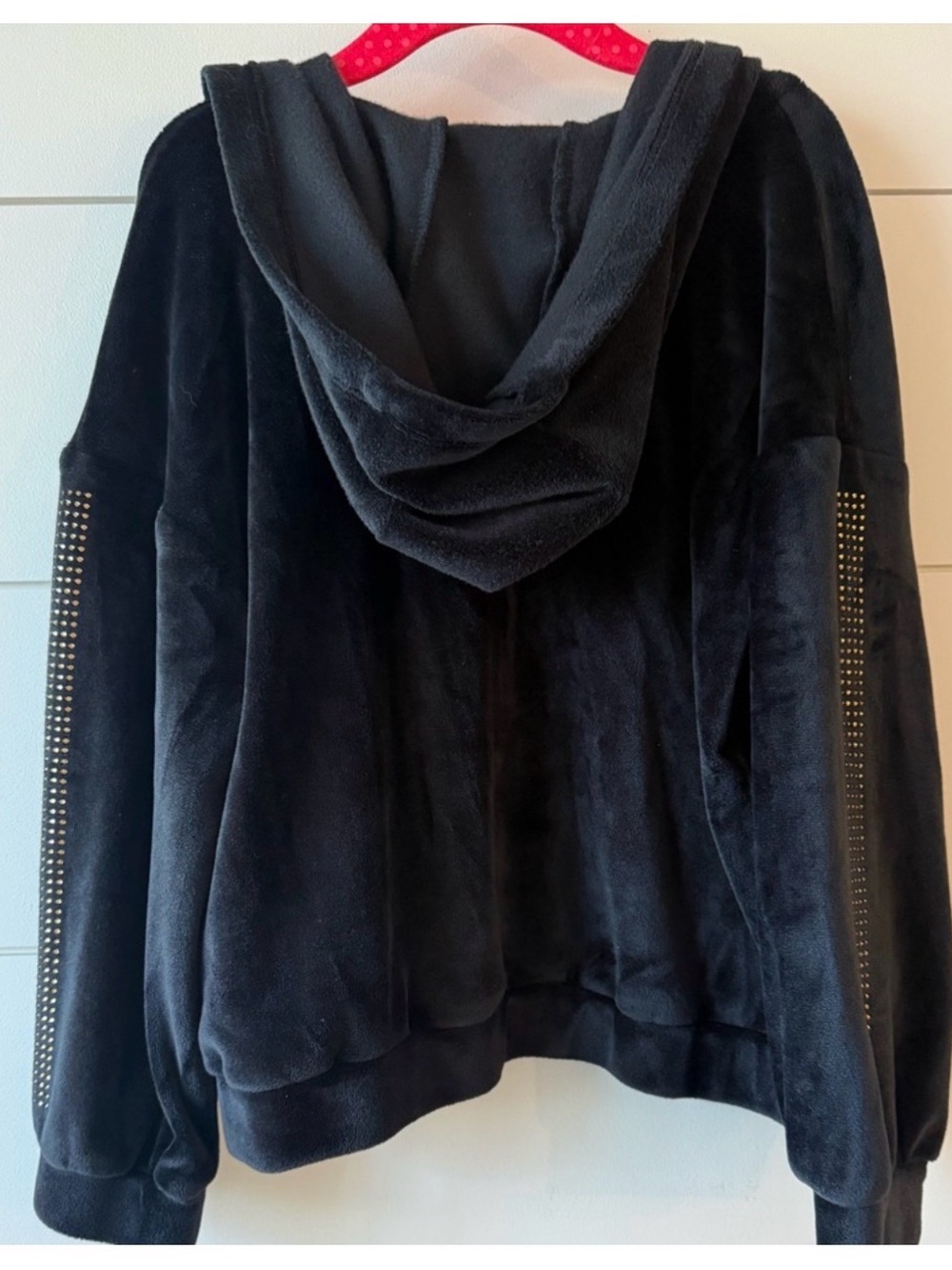 Betsey Johnson Girls Black Velour Rhinestone Heart Hoodie Kids Size 5 - Picture 5 of 7